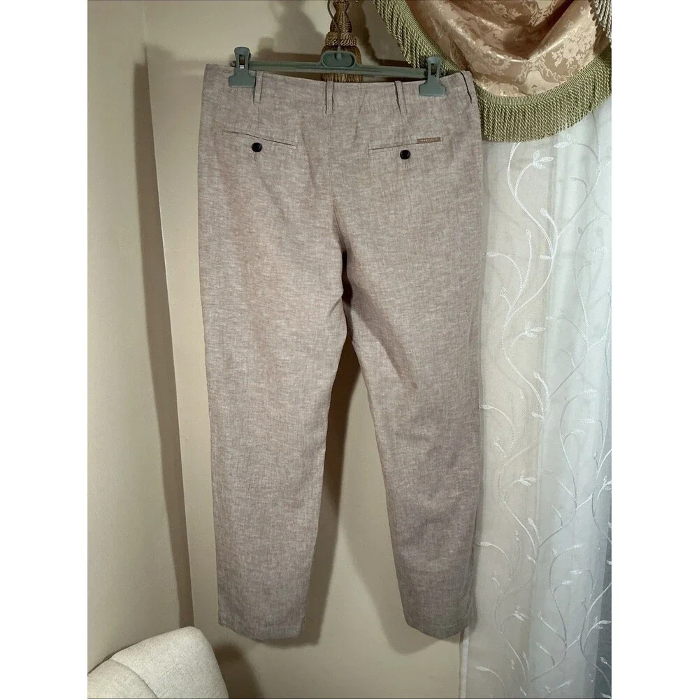 NWOT Perry Ellis Men’s Linen/Cotton Wide Leg Taupe Pants Sz 33X32